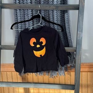 Kids Black Halloween Shirt with Orange Smiley Face